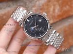 Perfect Replica Longines Black Moonphase Dial Stainless Steel Smooth Bezel 42mm Watch